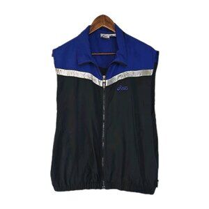 Vintage ASICS Mens Vest Black Blue Size Mediun HTF Running Vented